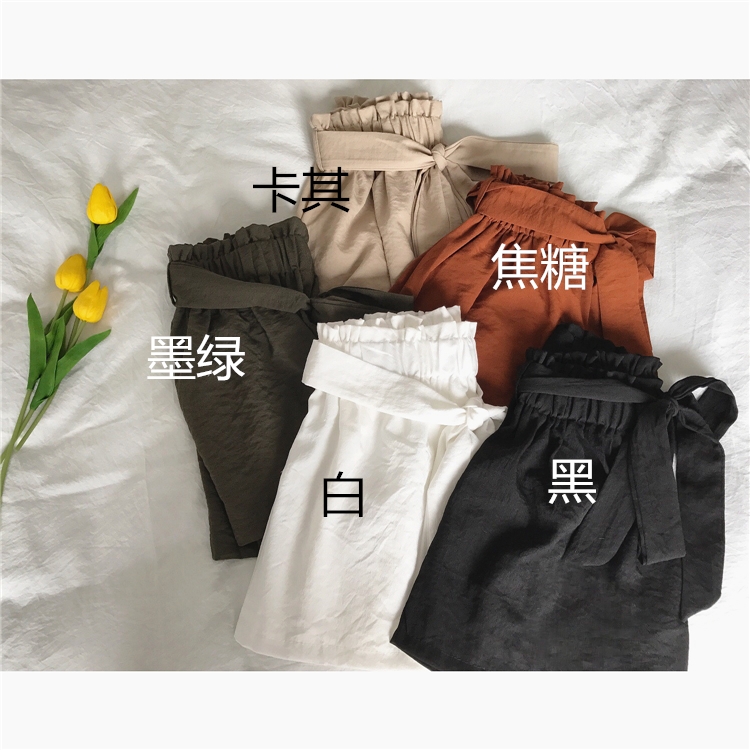 Photo Quality Inspection Han Fengchic 100 sets of simple waistband casual skirt pants, tight waist wide legs pants and shorts in five colors