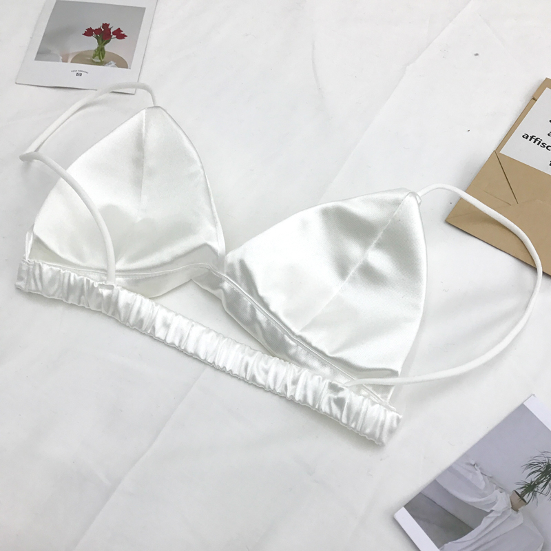 Real Triangle Cup, No Ring, Wrap Chest, Wipe Chest, Thin vest, Deep V Soft Slim Shoulder Suspension, Beautiful Back Student Bra